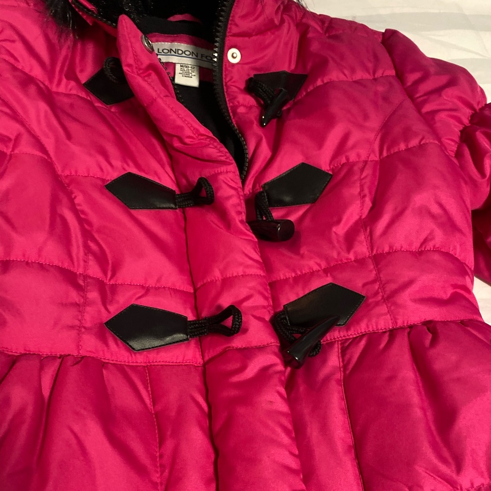 Girls London Fog Pink Lined Winter Coat w/ hoodie